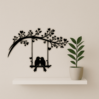 Love birds wall art SVG DXF for laser cutting and CNC signs