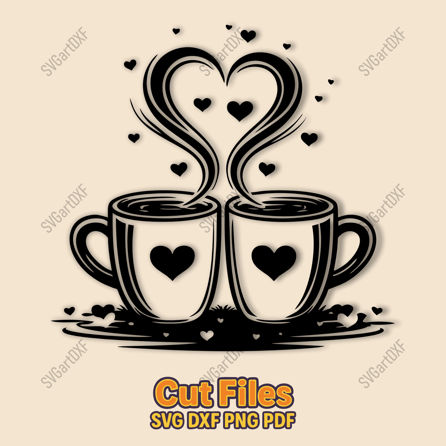 Love Coffee SVG DXF EPS PNG for Cricut, laser cutting, CNC and sublimation