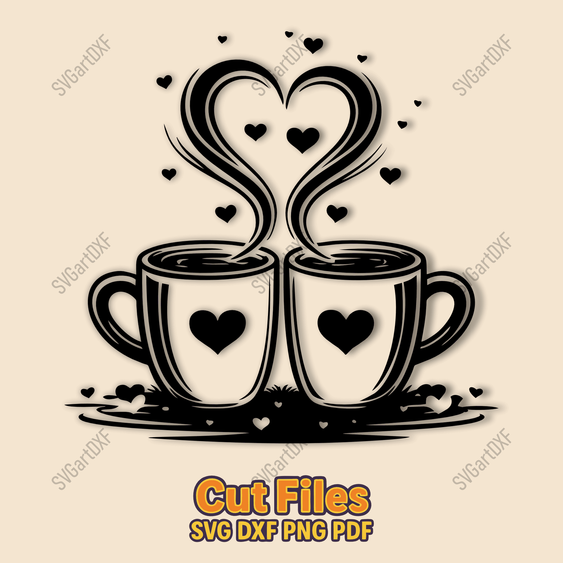 Love Coffee SVG DXF EPS PNG for Cricut, laser cutting, CNC and sublimation