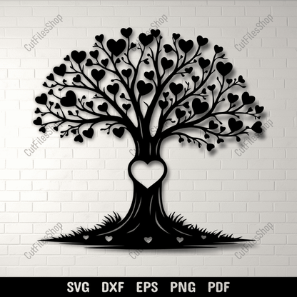 Heart Tree SVG DXF EPS PNG for laser cutting, CNC and plasma