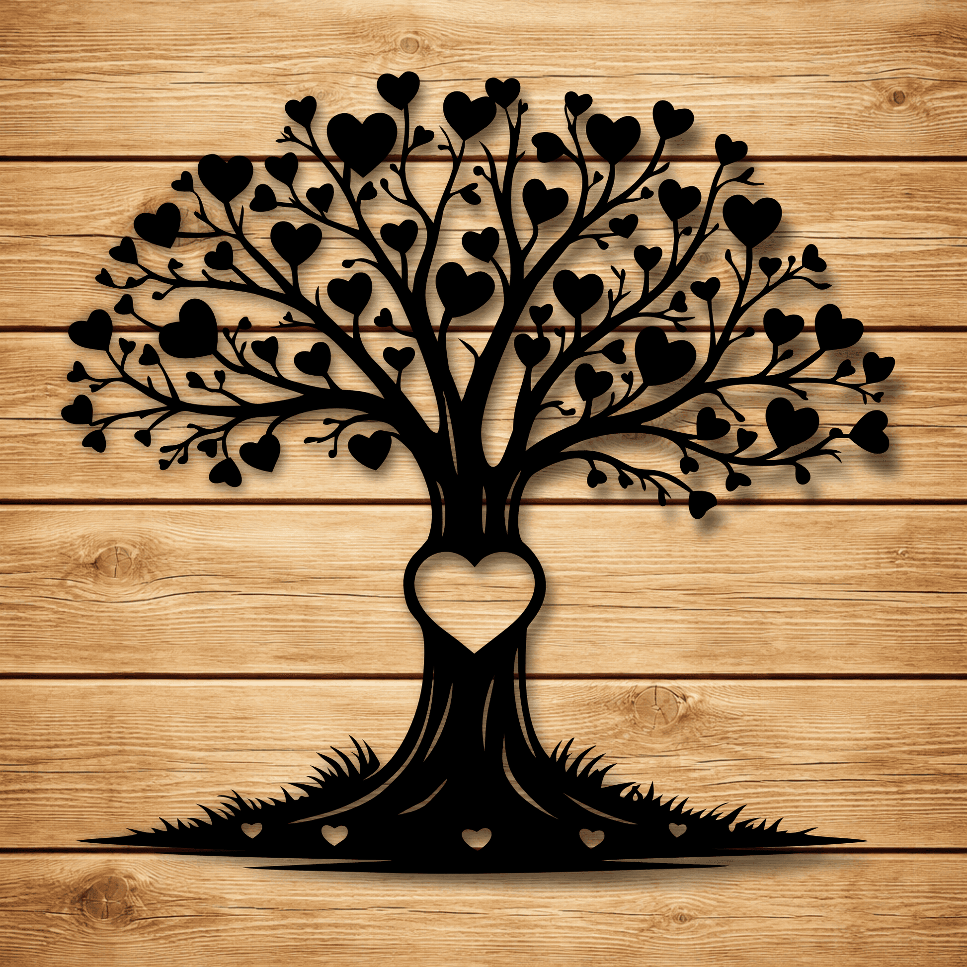 Romantic heart tree SVG PNG for CNC metal wall art and signs