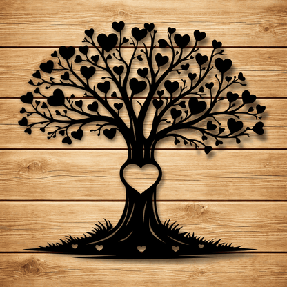Romantic heart tree SVG PNG for CNC metal wall art and signs