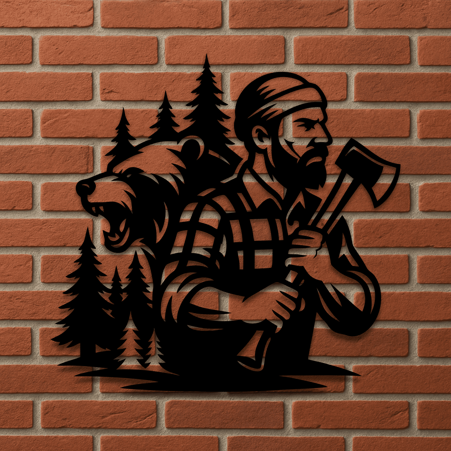 Lumberjack forest scene SVG DXF PNG for plasma cutting