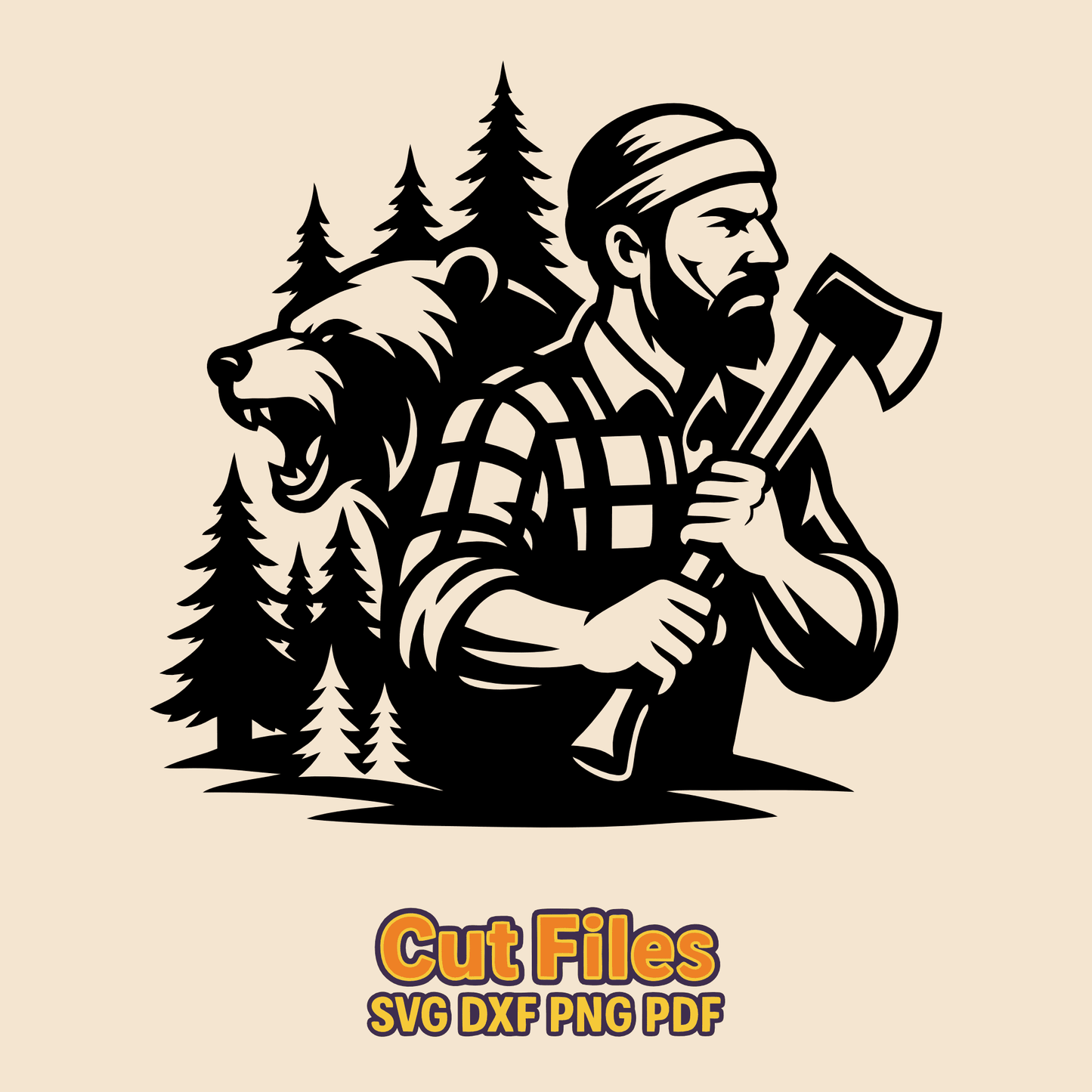Mountain man with axe SVG for CNC and Glowforge