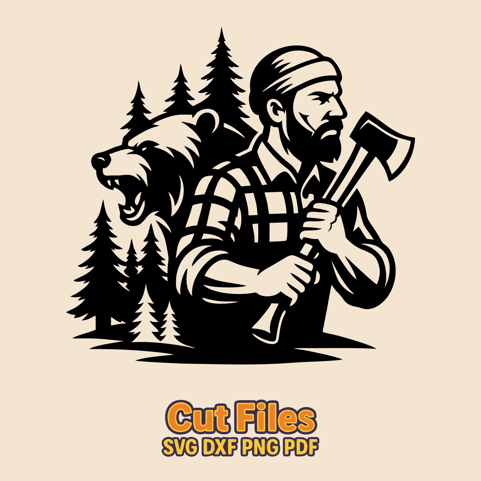Mountain man with axe SVG for CNC and Glowforge