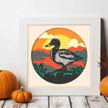 Load image into Gallery viewer, 3D shadow box svg, layered svg files, multilayer svg, 3d duck svg for cricut, dxf for silhouette studio, cutting files, paper art shadow box
