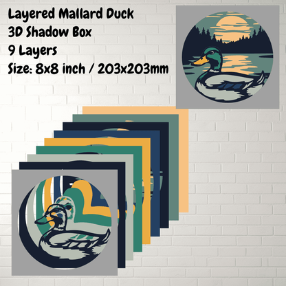 Multilayer Mallard Duck Design, Shadow Box SVG, DXF for Laser and Cricut Projects