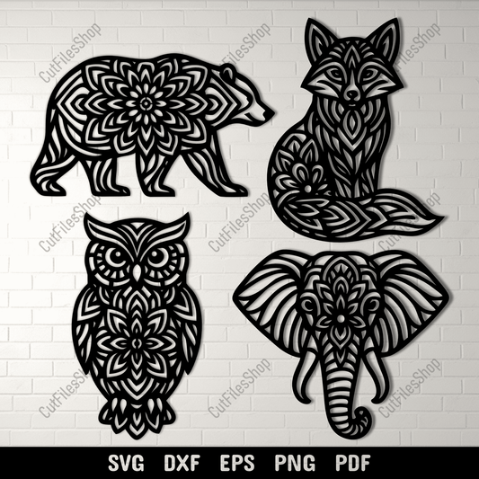 Animal mandala SVG DXF EPS PNG for Cricut, laser cutting, CNC and sublimation