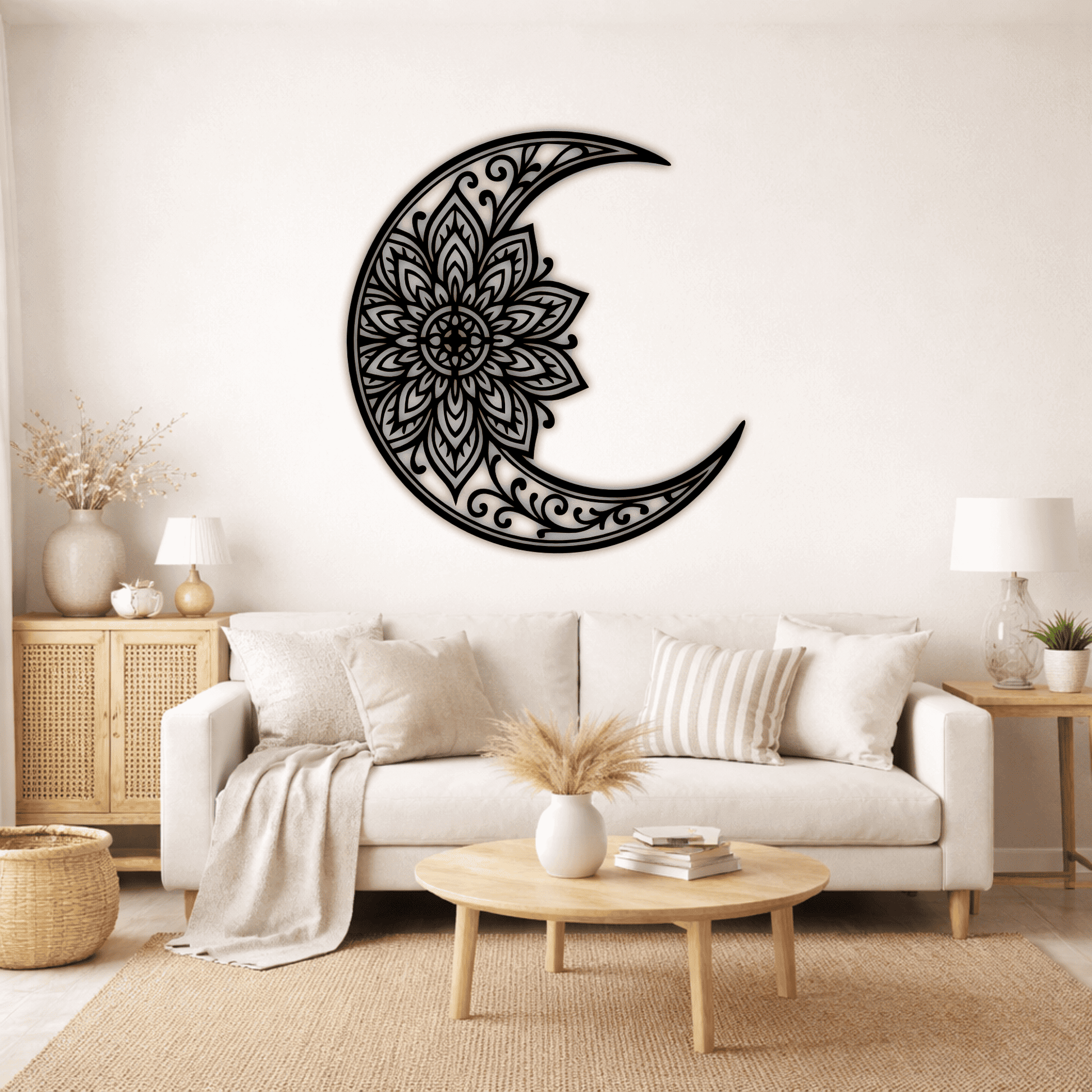 Moon mandala design SVG DXF for xTool, Silhouette and laser projects