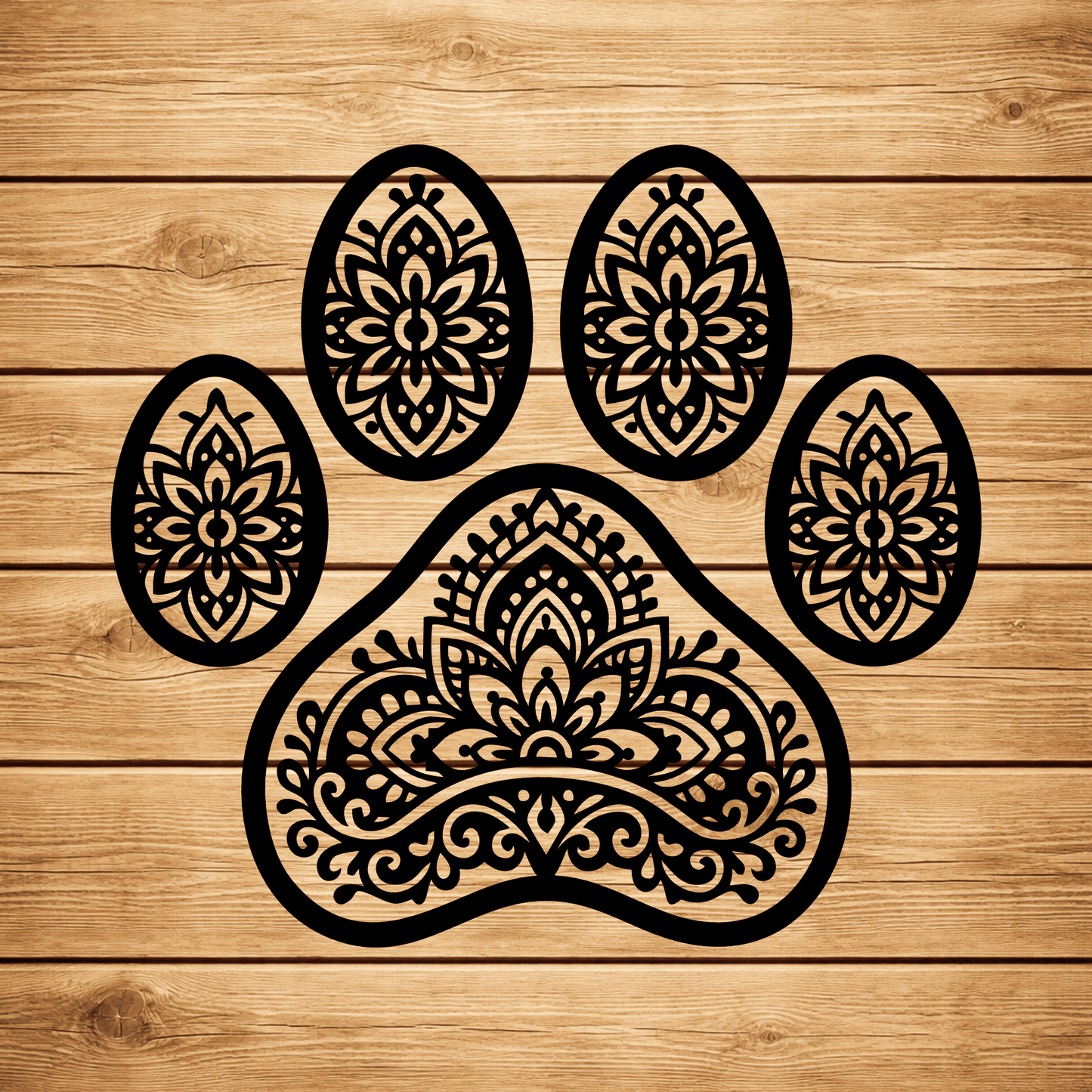 Mandala Animal paw silhouette SVG PNG for CNC plasma and wall decor