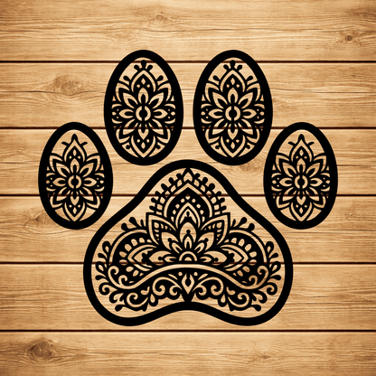Mandala Animal paw silhouette SVG PNG for CNC plasma and wall decor