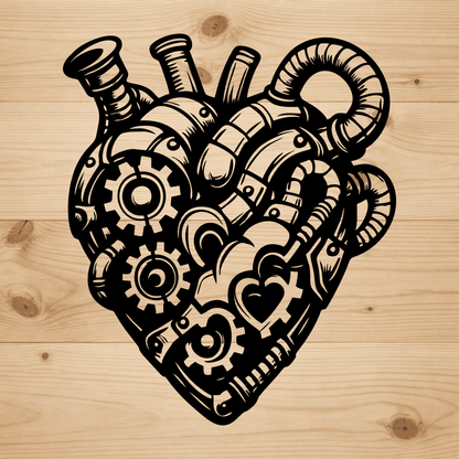 Mechanical steampunk heart SVG DXF for xTool, Silhouette and laser projects