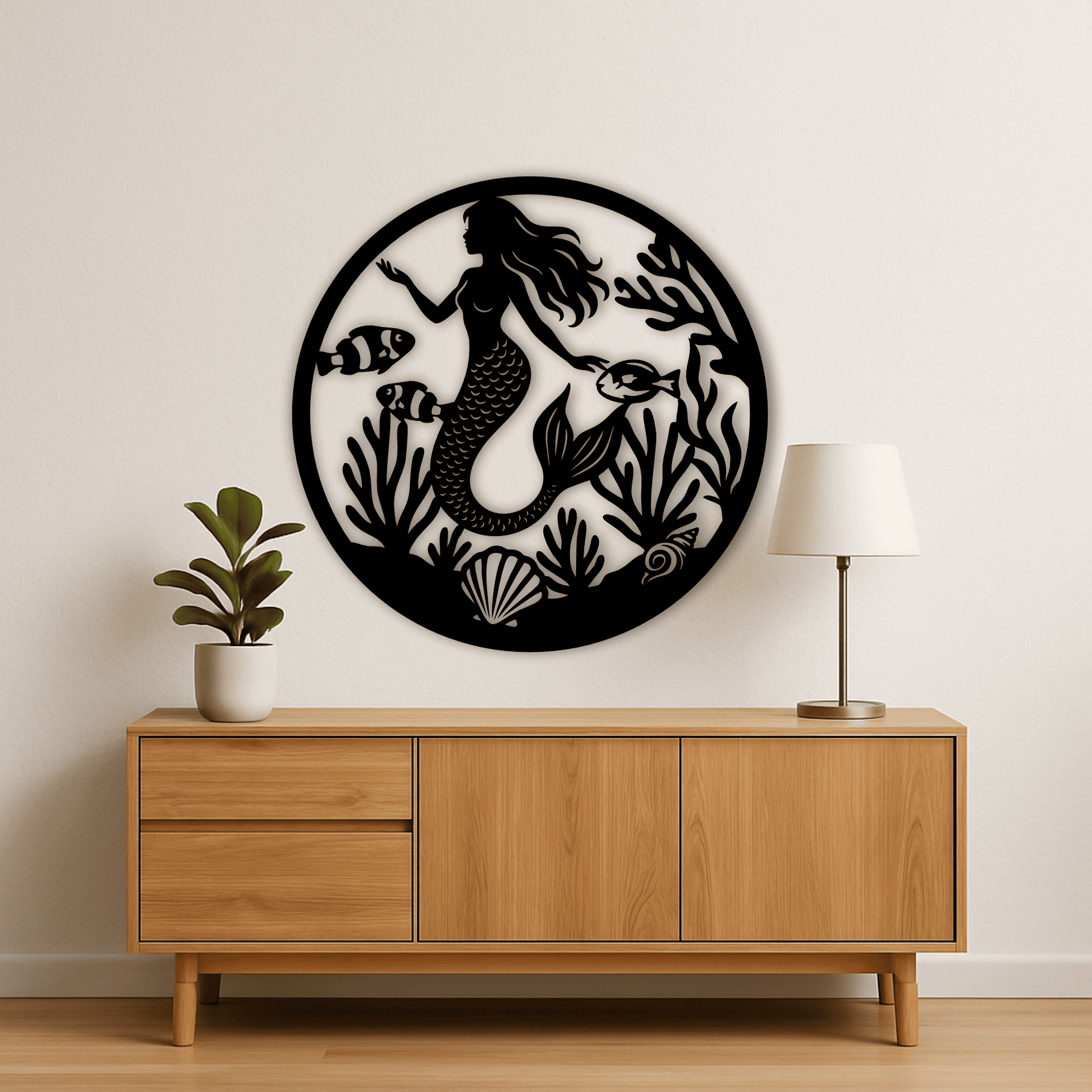 Underwater mermaid scene SVG DXF for xTool, Silhouette, laser and wall art