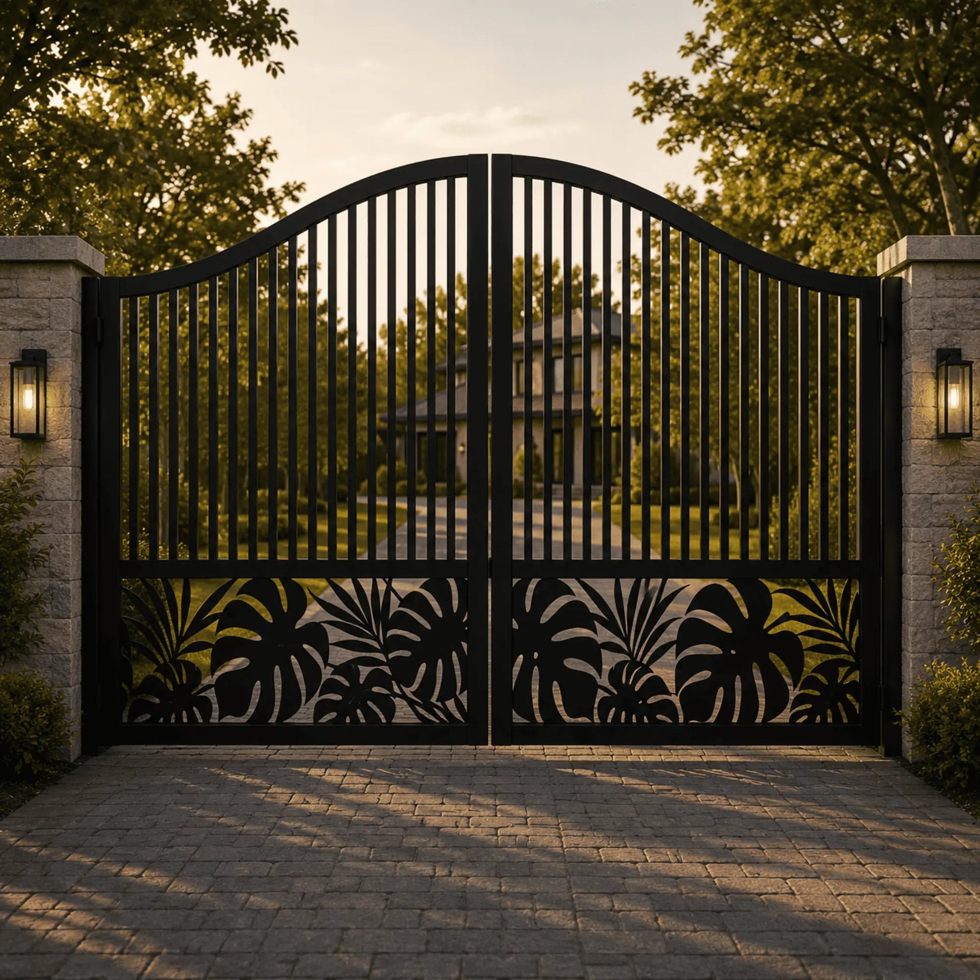 Tropical leaf gate panel for fabrication