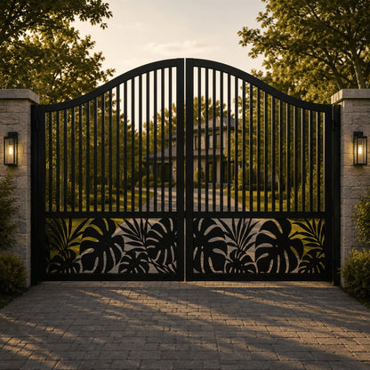 Tropical leaf gate panel for fabrication
