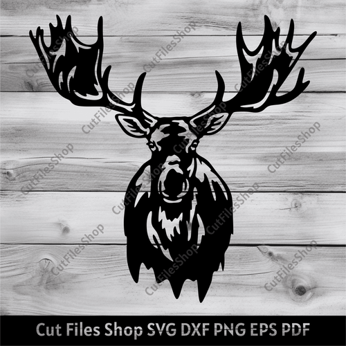 Moose Dxf for laser cut, Head moose svg for cricut, Wall Decor Dxf diy, Sticker svg, Vinyl cut files, Dxf for plywood cut, dxf cut files, dxf for cnc, free svg files, wildanimals svg, animals dxf files for plasma, cnc designs download