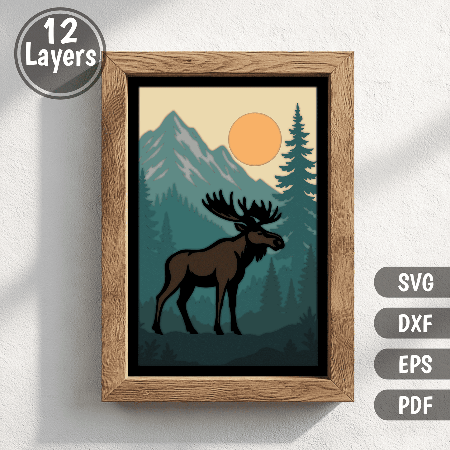 moose layered svg shadow box wildlife design