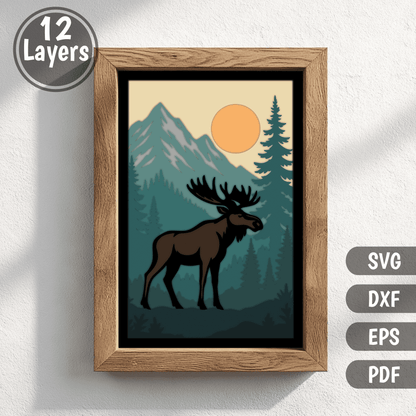 moose layered svg shadow box wildlife design