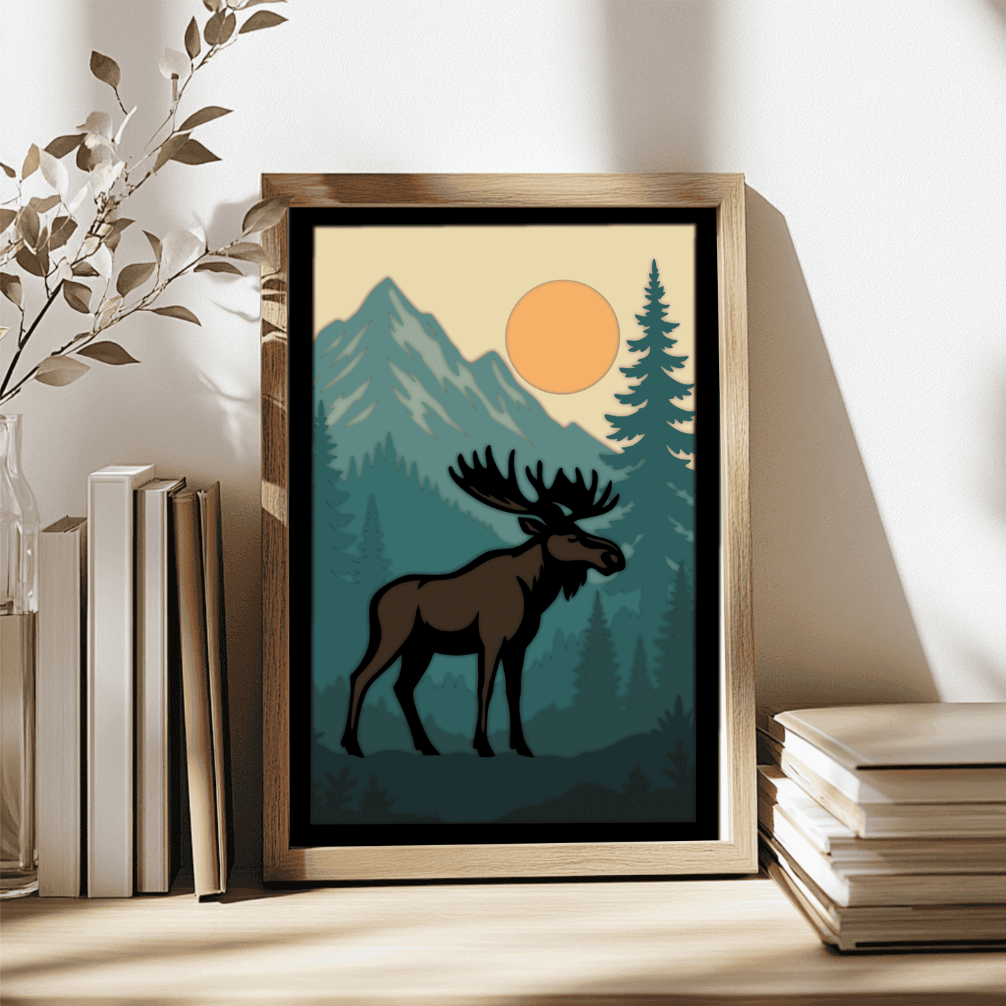 moose multilayer svg forest mountain scene