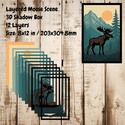 moose layered paper cut shadow box template