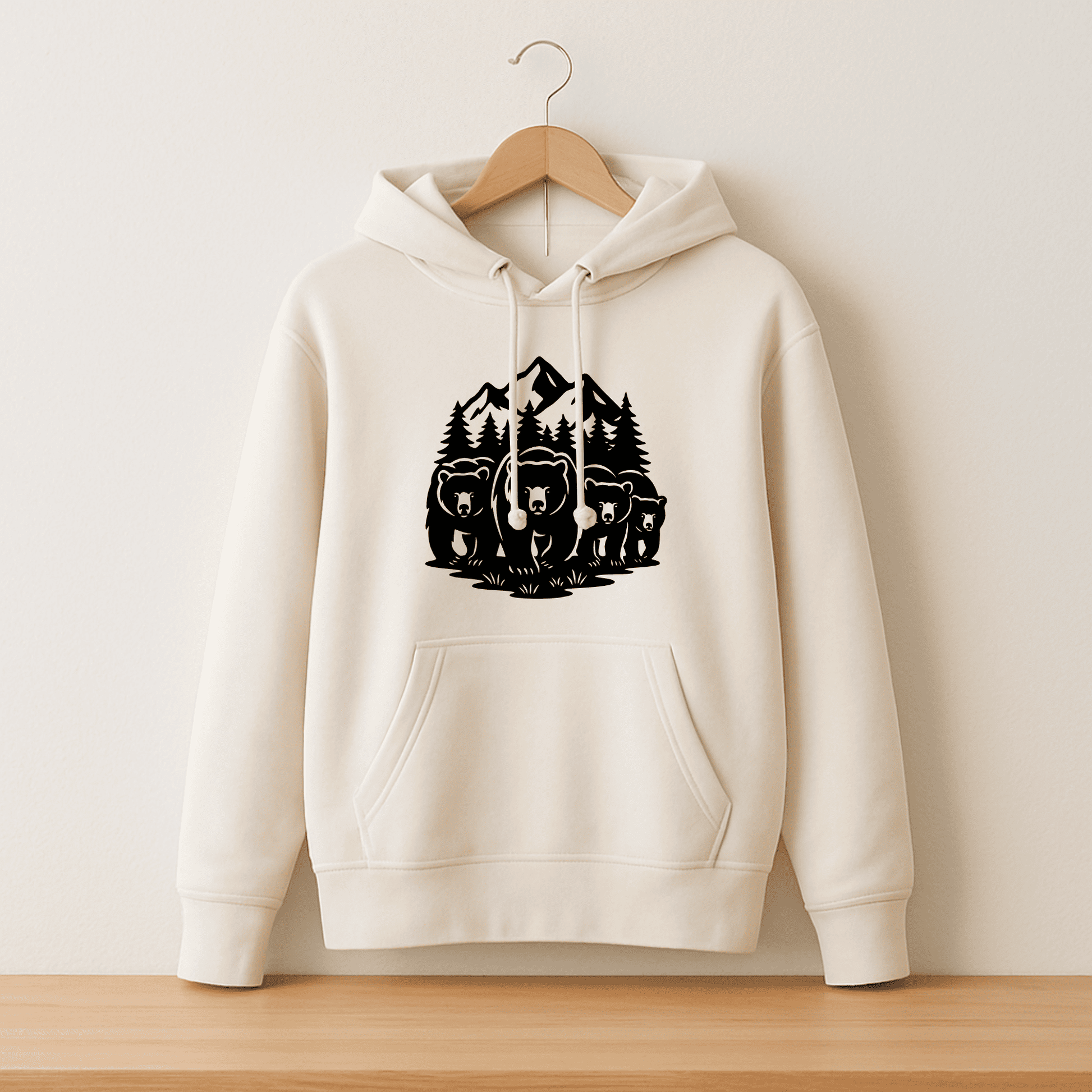 Wildlife scene SVG PNG DXF with mountains and walking bears