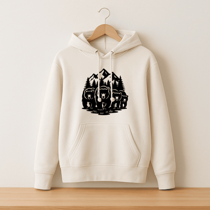 Wildlife scene SVG PNG DXF with mountains and walking bears