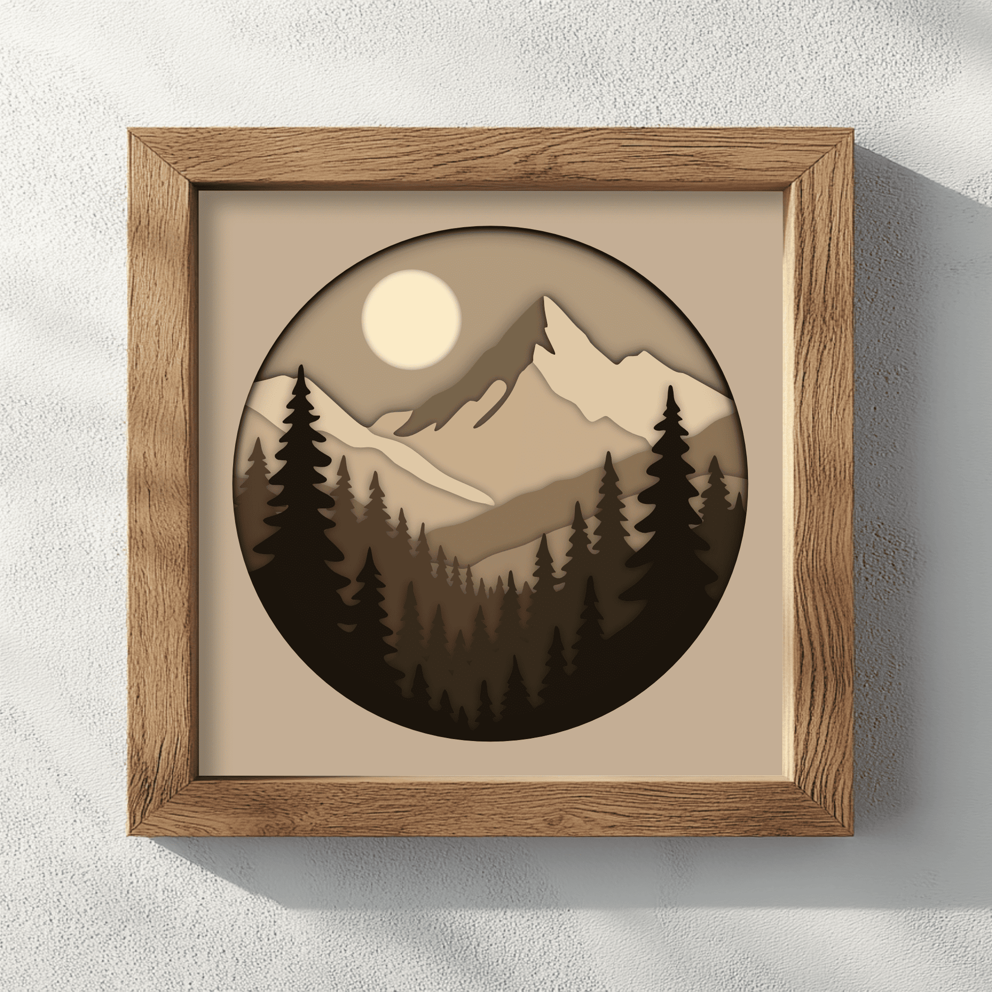 Woodland layered paper craft shadow box template landscape scene