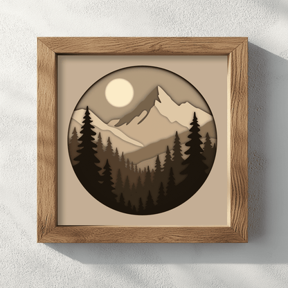 Woodland layered paper craft shadow box template landscape scene