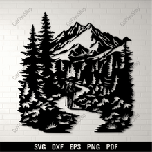 Load image into Gallery viewer, Hiking Scene SVG Cut Files for Cricut, CNC DXF, Sublimation Artwork, DIY Outdoor Décor
