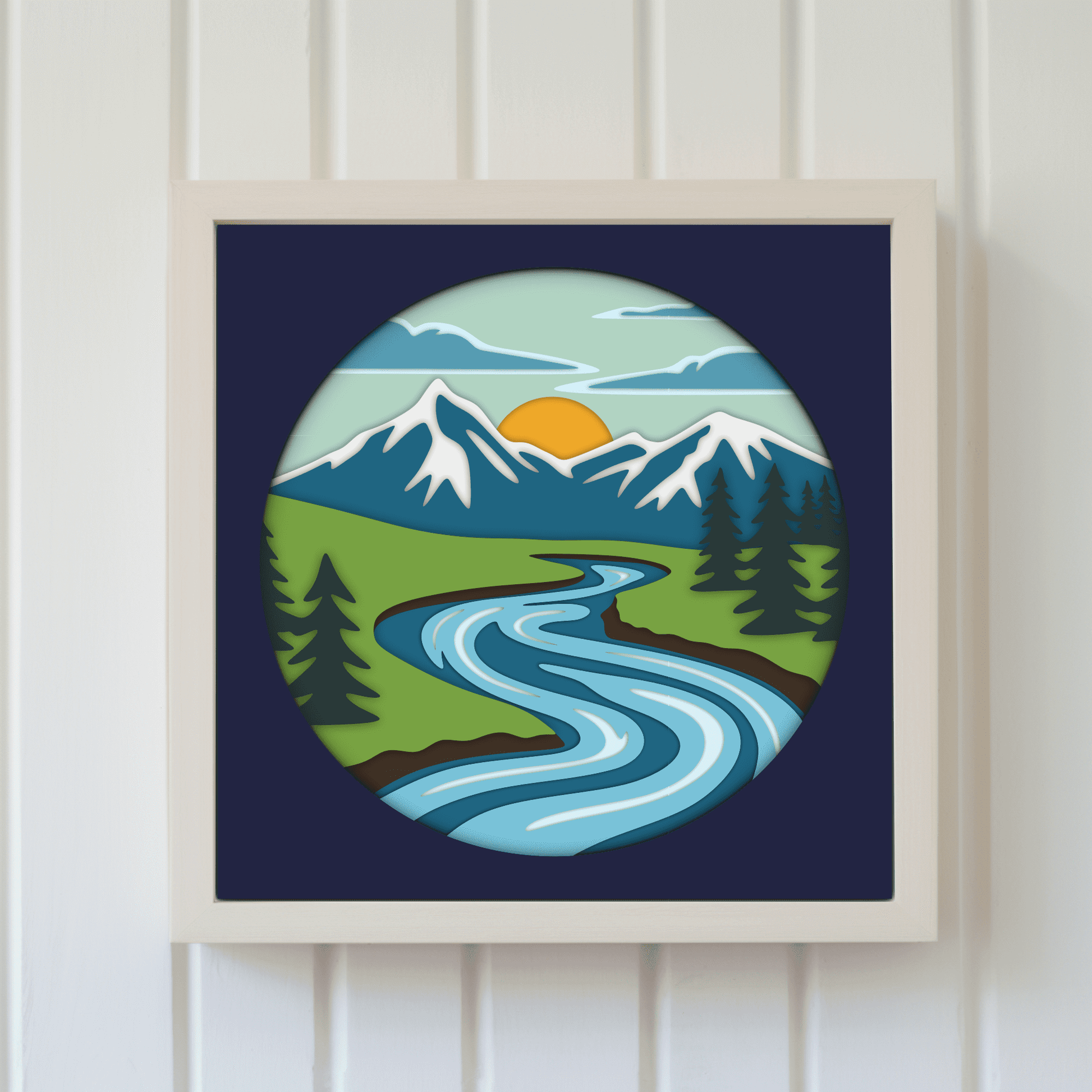 Mountains Layered Svg for Cricut, 3D shadow Box, dxf for laser cut, Silhouette, Multilayer cutting files