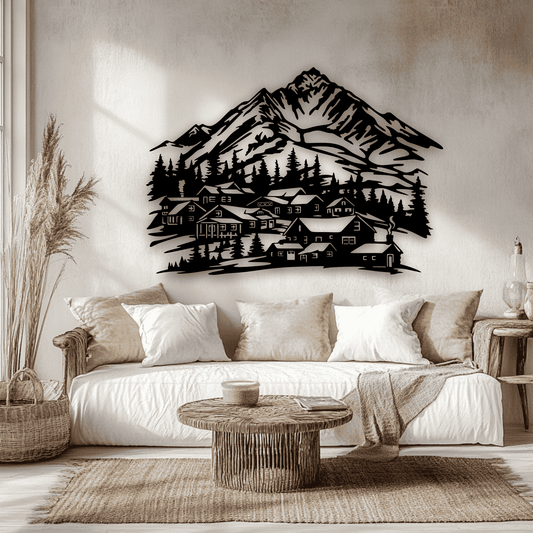 Mountain Village DXF and SVG – Perfect for CNC, Laser Cutting & DIY Wall Art