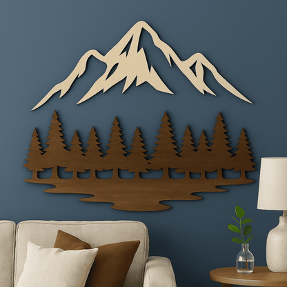 Forest landscape SVG design for laser cutting