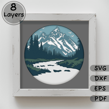 Load image into Gallery viewer, Mountains 3D Shadow Box SVG for Cricut, Silhouette, DIY Home Decor, Paper Art, Instant Download
