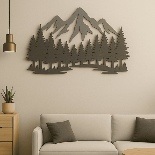 Rustic mountain forest wall art cut file