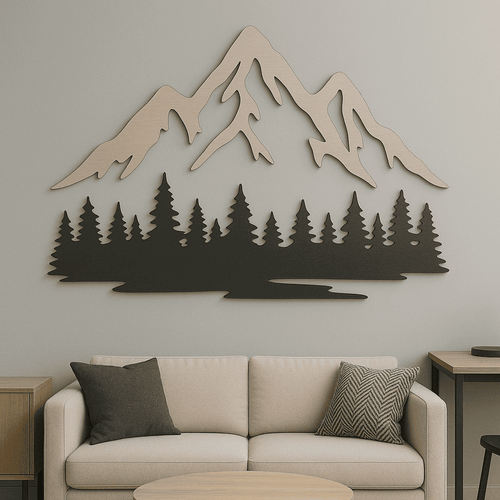 Mountain landscape SVG file for laser cutting
