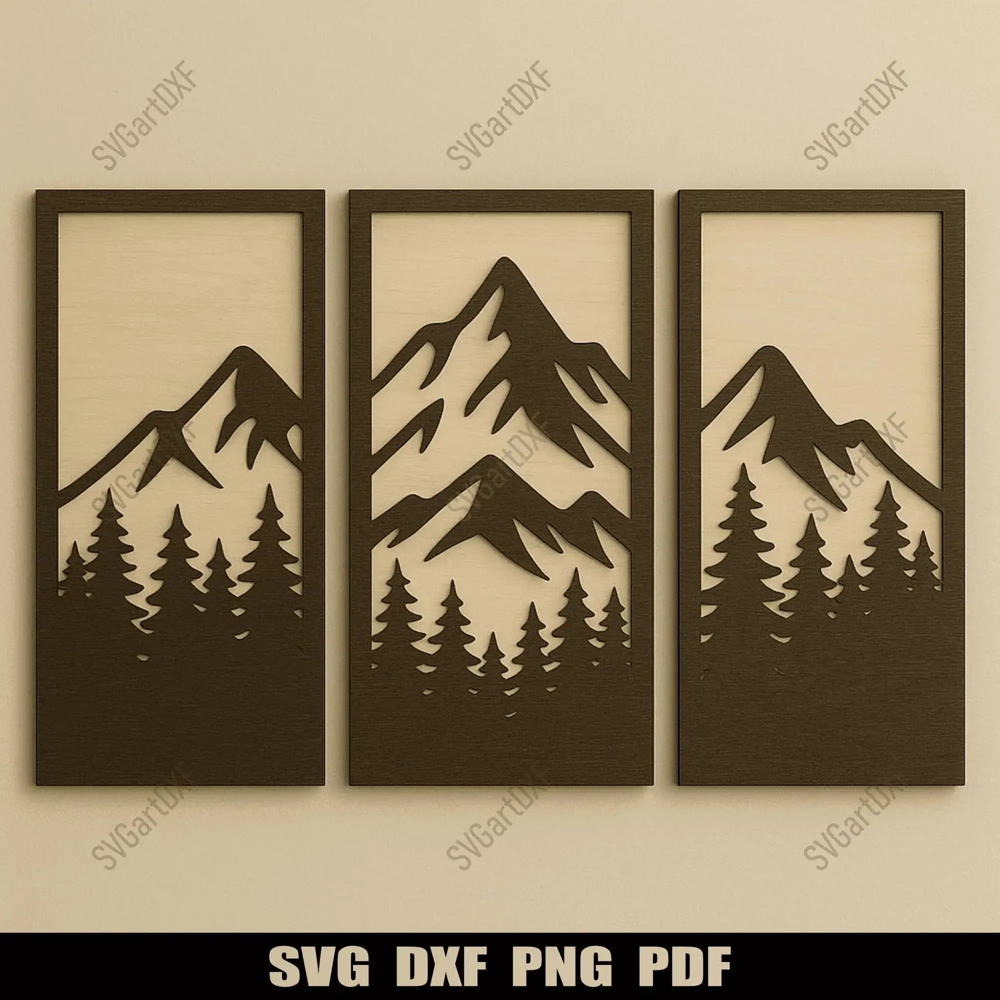 laser cut mountain forest design