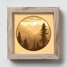 Load image into Gallery viewer, Multilayer Mountains scene, Cardstock SVG Templates for 3D Shadow Box &amp; Light Boxes
