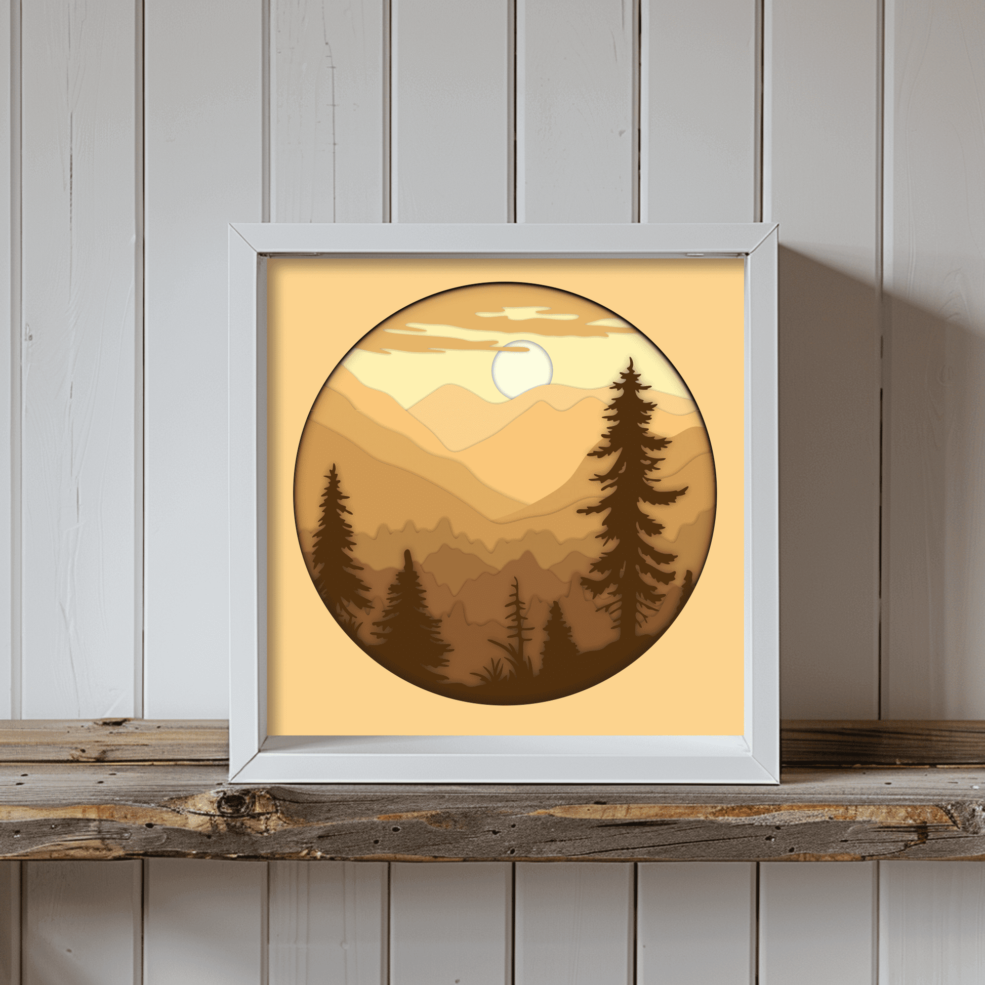 Mountains Paper Cutting SVG Templates: Create 3D Art & Shadow Boxes