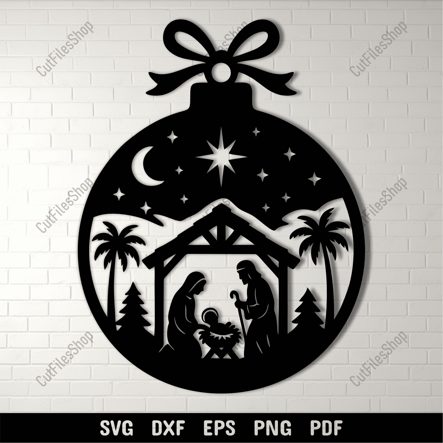 Nativity ornament SVG bauble cutting file for Cricut and Silhouette