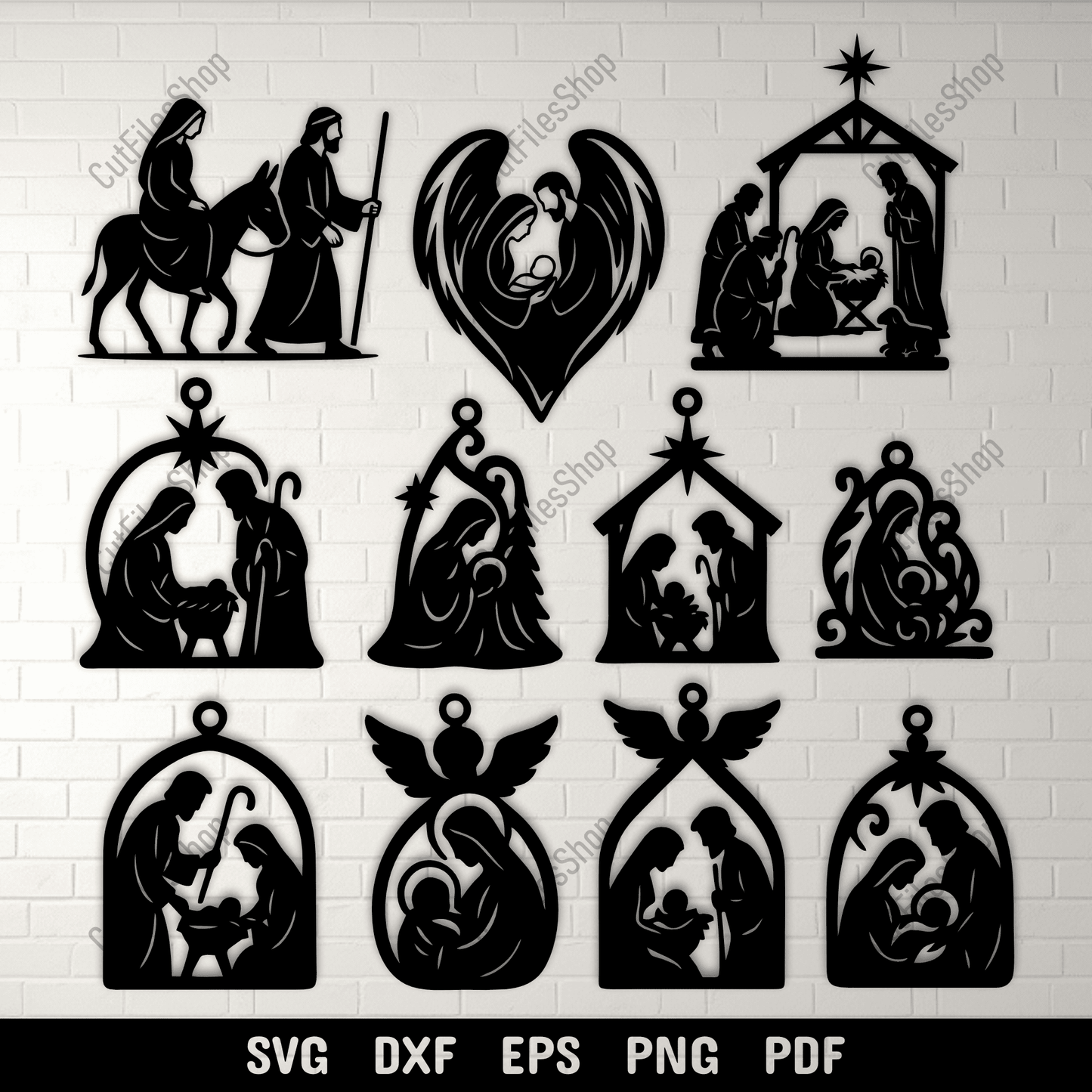 11 Nativity SVG Ornaments, Laser Cut Design Bundle, CNC Files, Cricut Christmas Decor, Silhouette Craft Ideas