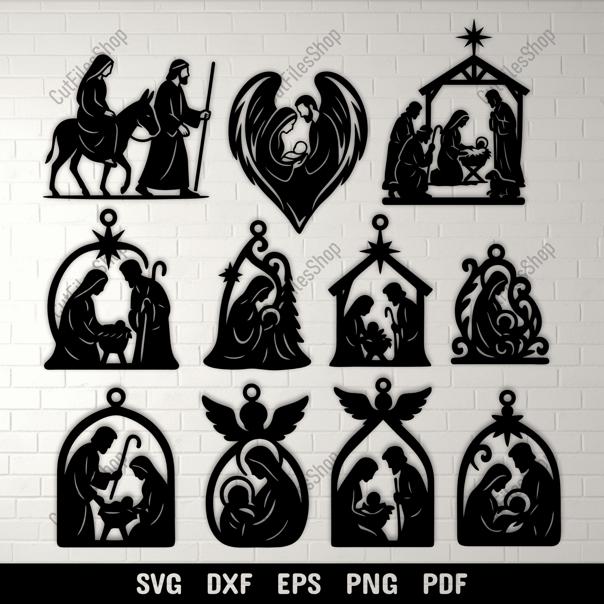 11 Nativity SVG Ornaments, Laser Cut Design Bundle, CNC Files, Cricut Christmas Decor, Silhouette Craft Ideas