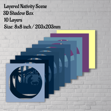 Load image into Gallery viewer, 3d Multilayer Svg, Nativity Shadow Box Svg, Christmas Layered cut files - Instant Download
