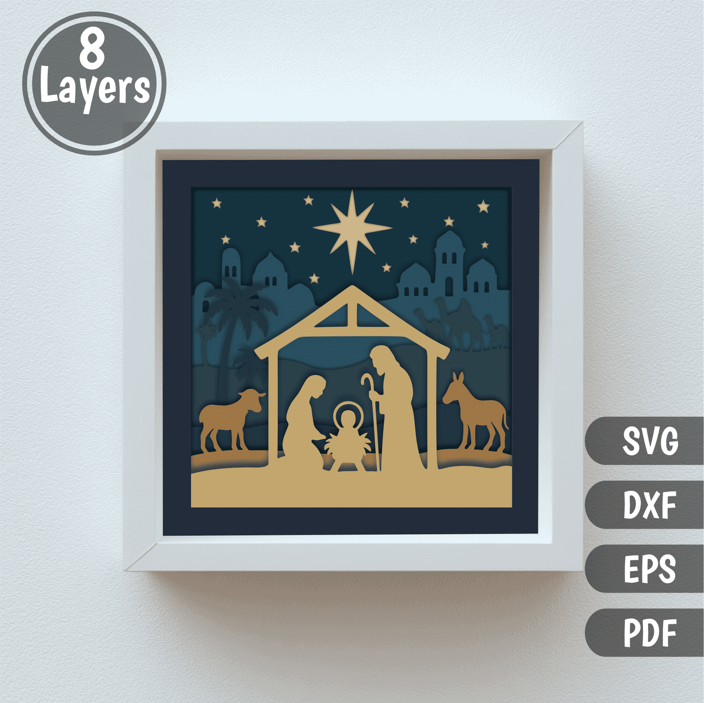 Holy Family layered paper craft template for Cricut and Glowforge