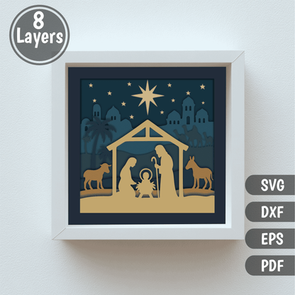 Holy Family layered paper craft template for Cricut and Glowforge