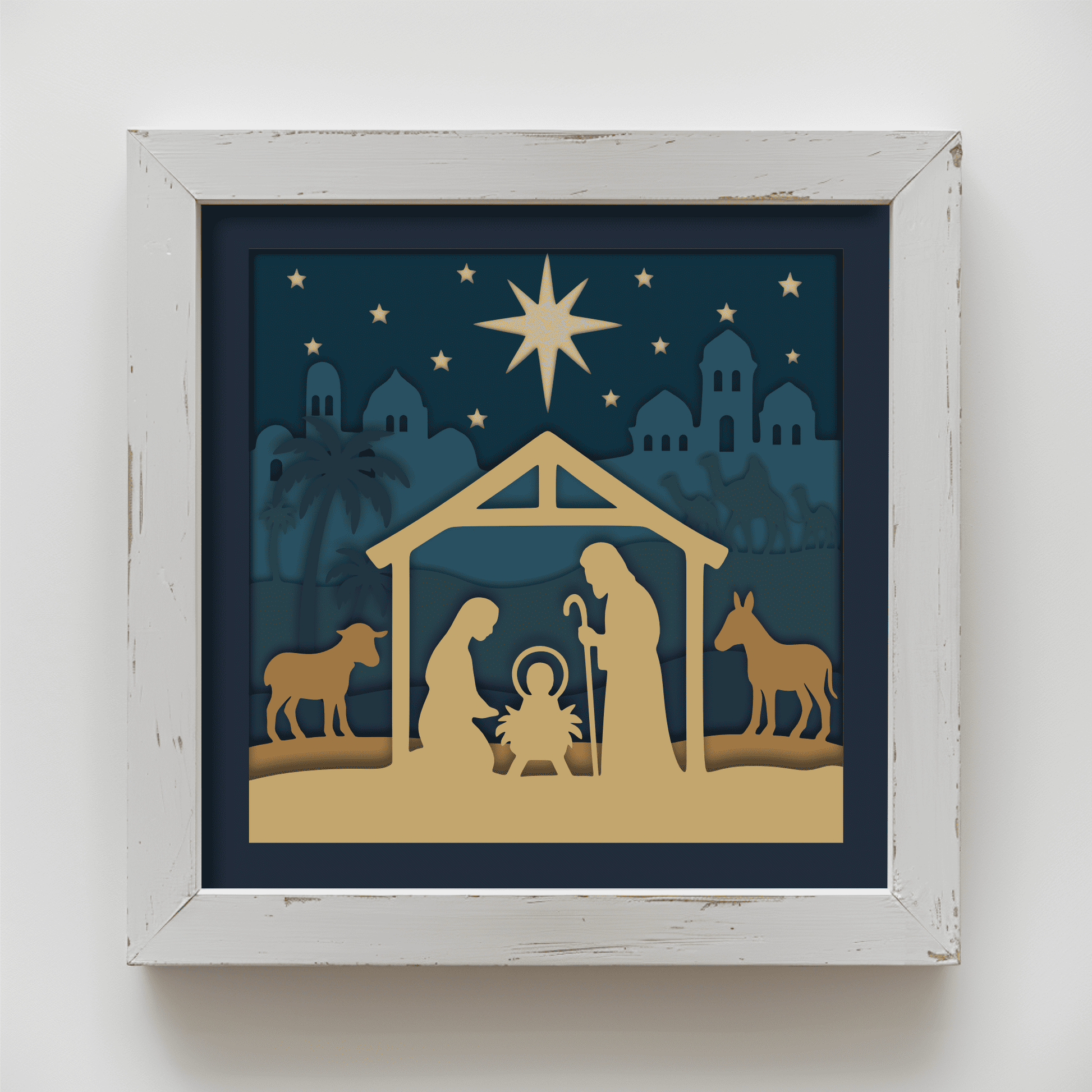 Layered Holy Night SVG DXF EPS PDF design for laser and CNC cutting