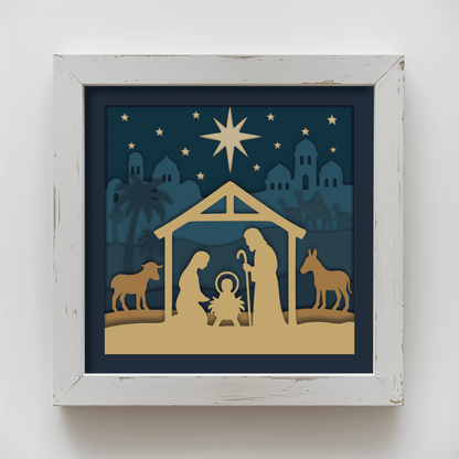 Layered Holy Night SVG DXF EPS PDF design for laser and CNC cutting