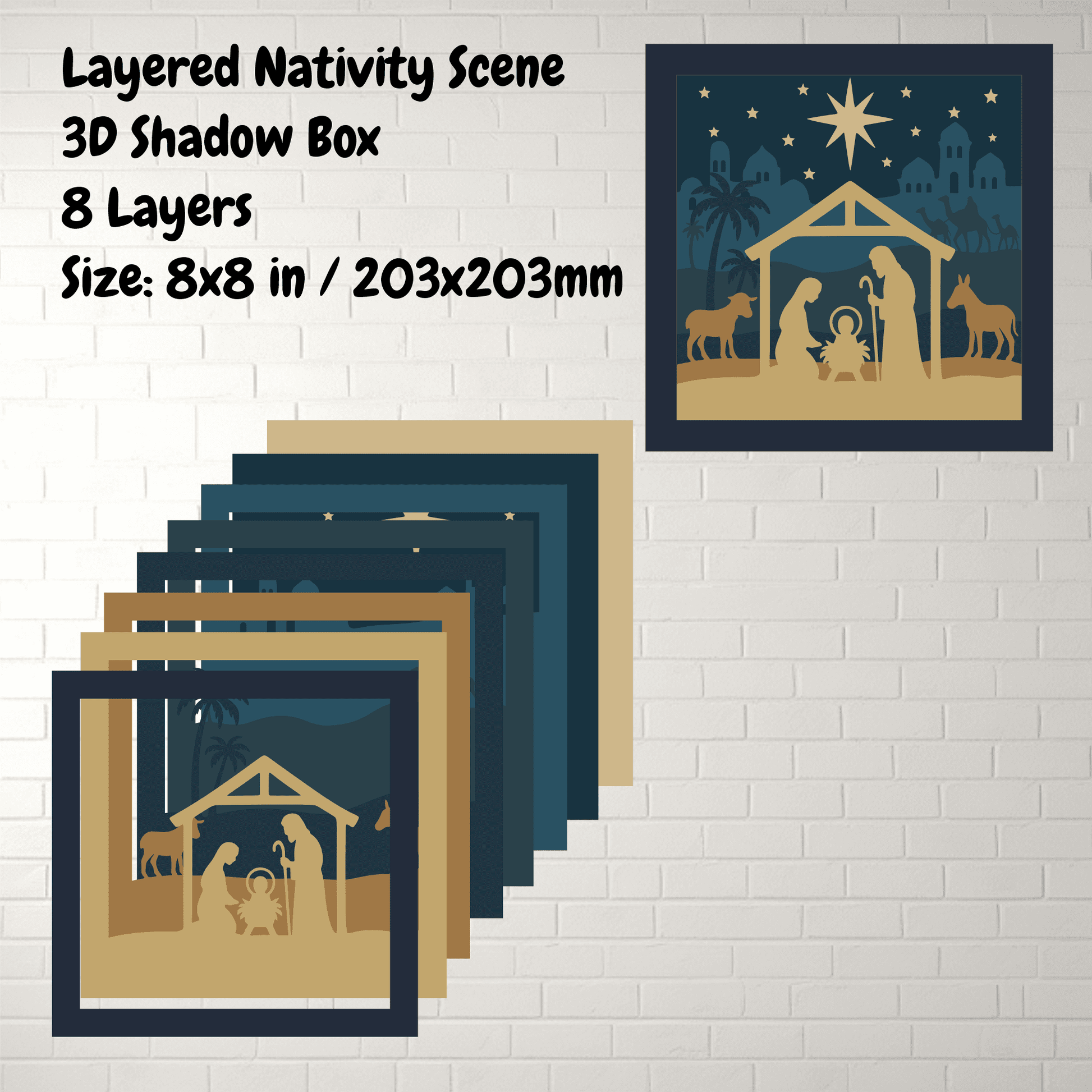 Bethlehem Nativity scene layered SVG DXF EPS PDF for wall art