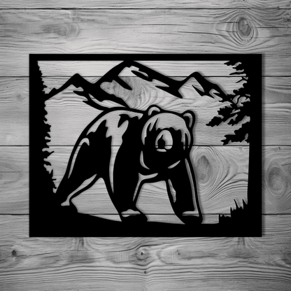 Bear Panel Vector Cut Files in DXF for CNC & laser cutting, SVG for Cricut & vinyl crafts.