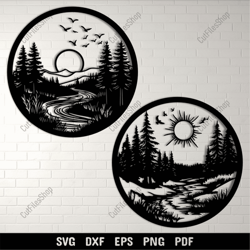 Nature Scenes SVG for Cricut, Vinyl Cutting, and Silhouette Projects