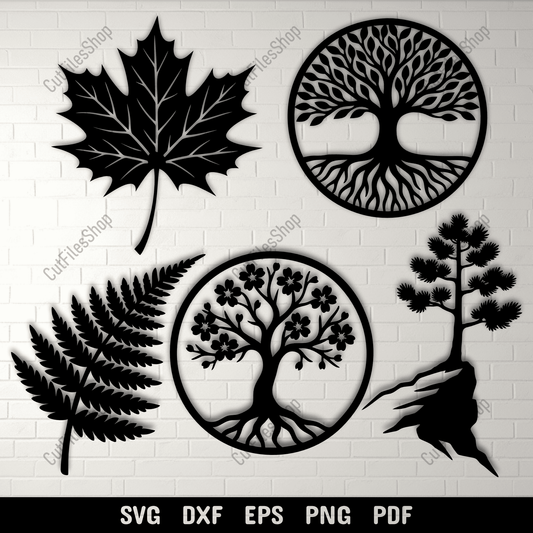 Tree of life circular silhouette SVG design